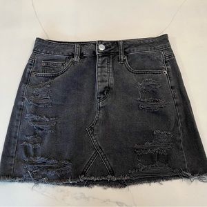 Black denim skirt